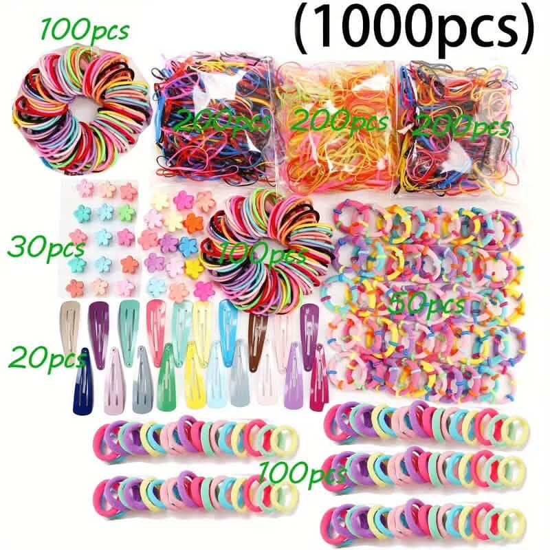 1000-Piece Set: Colorful Hair Ties Set Hair Scrunchies for Women DailySale