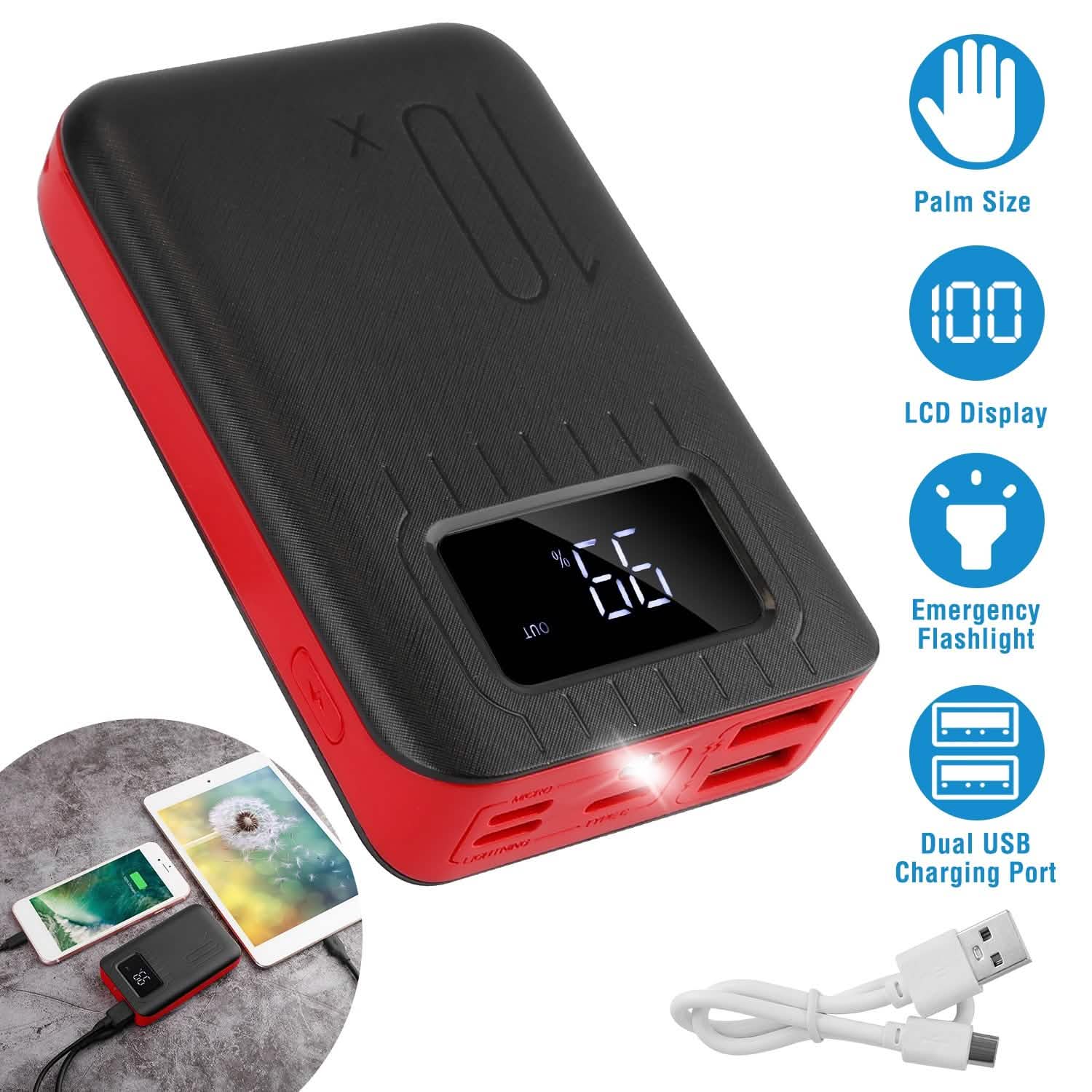 10000 mAh Portable Powerbank Dual USB Charger Port with LCD Display DailySale
