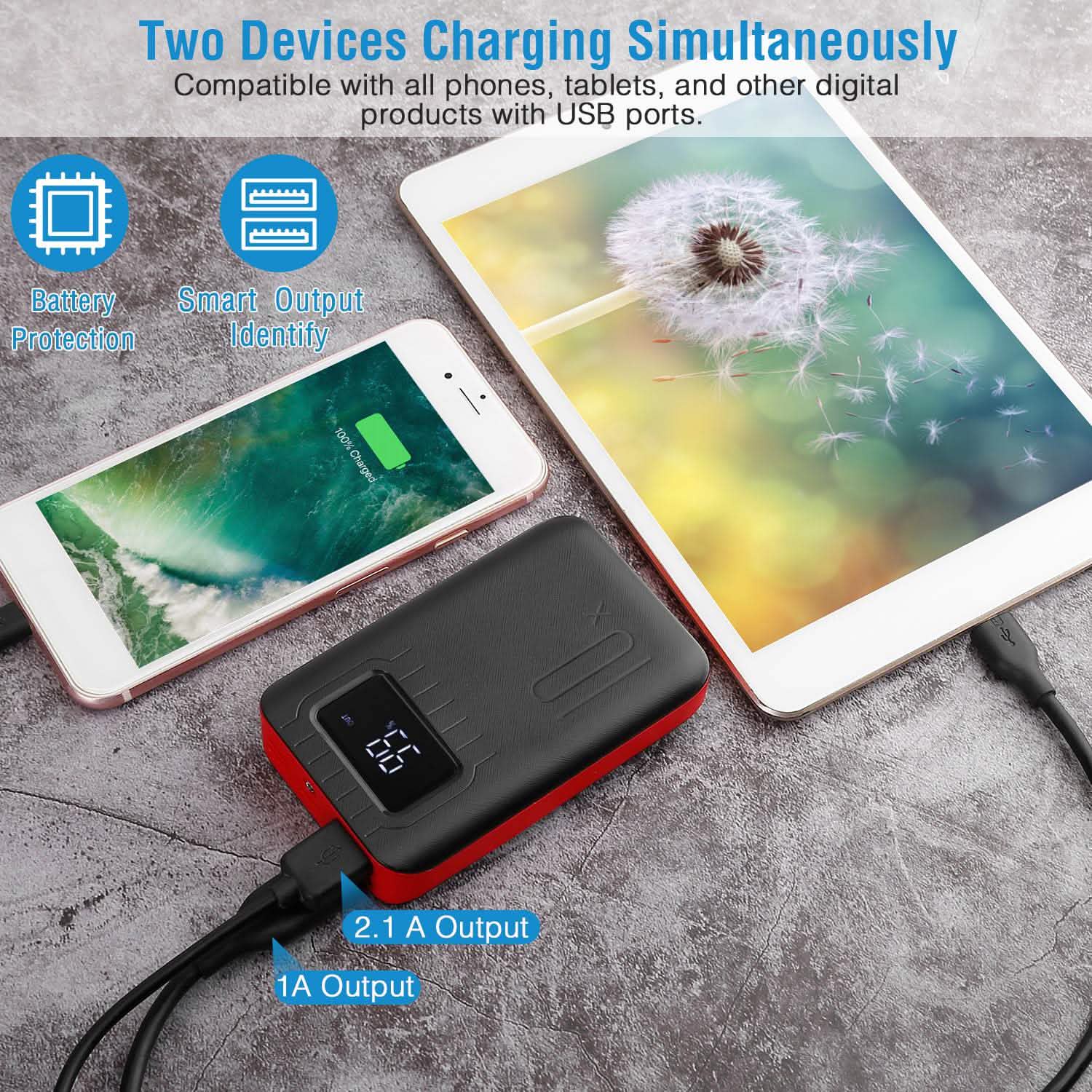 10000 mAh Portable Powerbank Dual USB Charger Port with LCD Display DailySale
