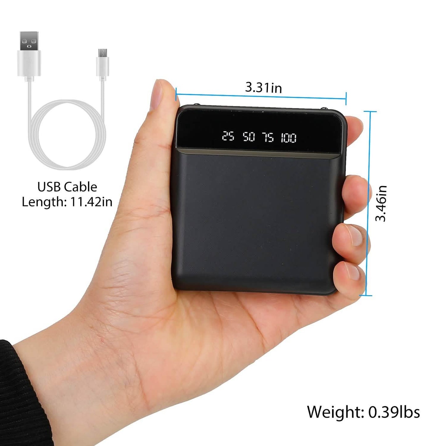 10000 mAh Portable Powerbank Mini with Dual USB Ports LCD Display DailySale
