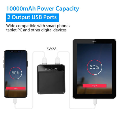 10000 mAh Portable Powerbank Mini with Dual USB Ports LCD Display DailySale