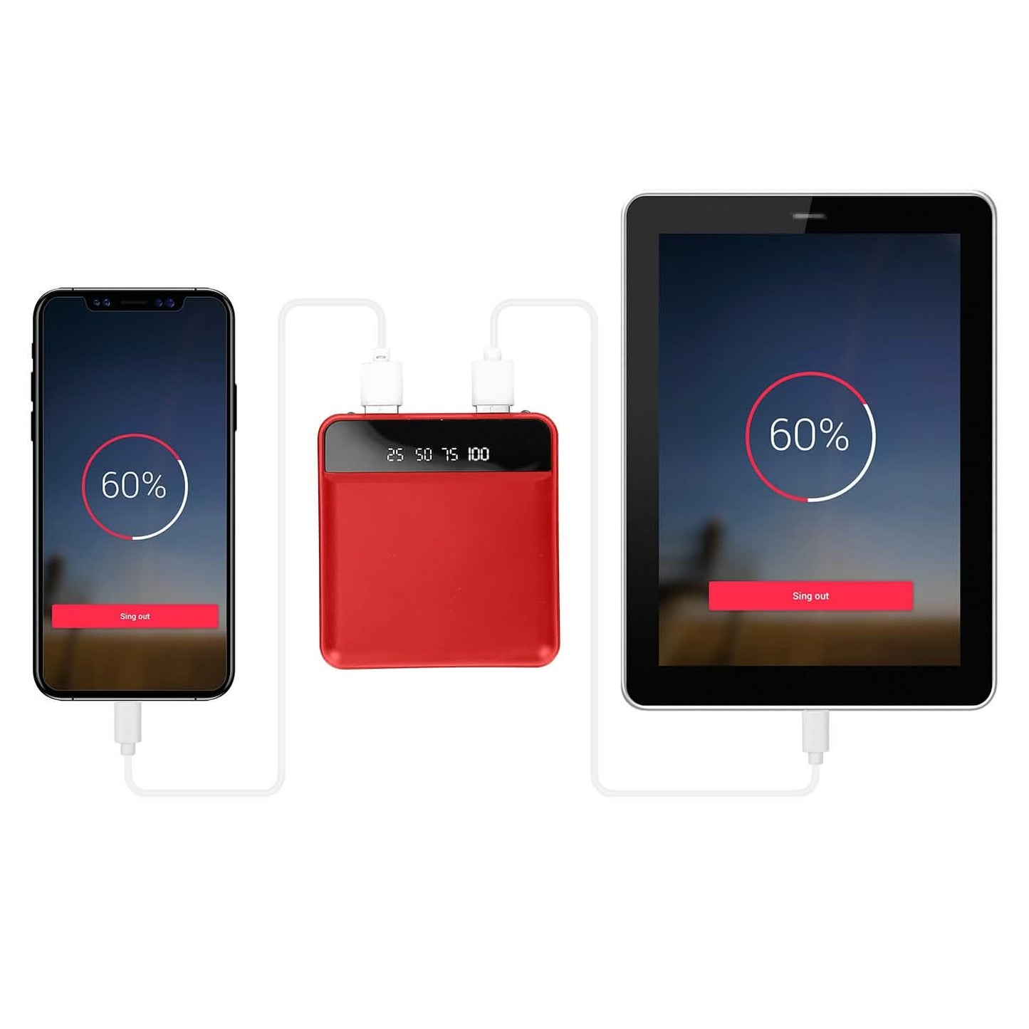 10000 mAh Portable Powerbank Mini with Dual USB Ports LCD Display DailySale