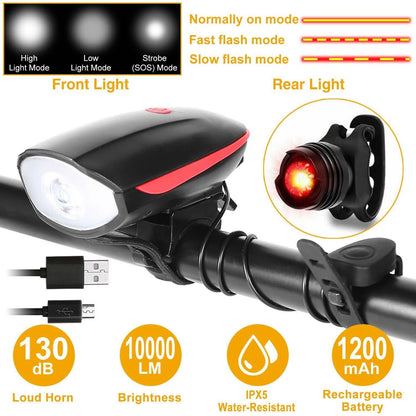 10000LM Bike Headlight USB Rechargeable DailySale