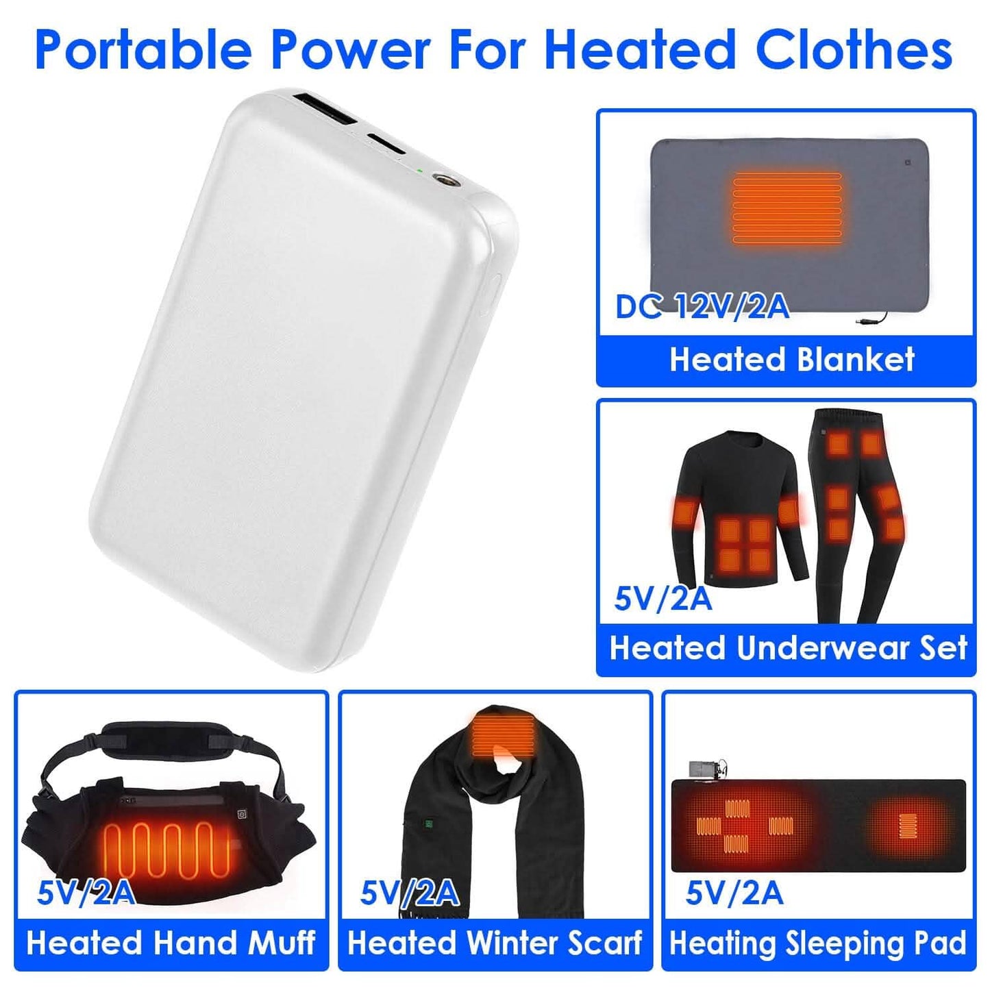 10000mAh Portable Charger Battery Pack for Heated Blanket Vest Jacket DailySale