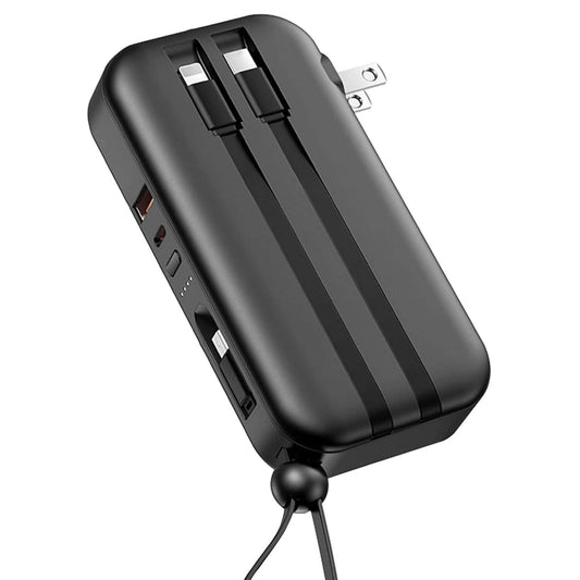 10000mAh Portable Charger with US Plug 3 Inbuilt Cables DailySale