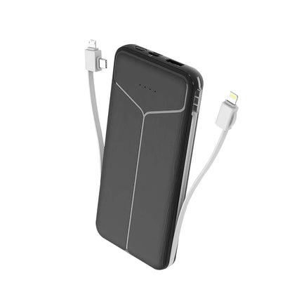 10000mAh Power Bank Portable Charger with US Plug 2 Built-in Cables External Battery Pack DailySale