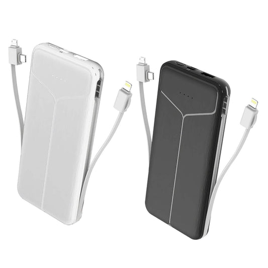 10000mAh Power Bank Portable Charger with US Plug 2 Built-in Cables External Battery Pack DailySale