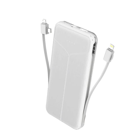 10000mAh Power Bank Portable Charger with US Plug 2 Built-in Cables External Battery Pack DailySale