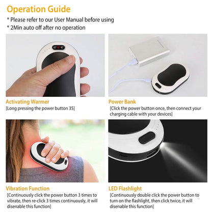10000mAh Power Bank Rechargeable Pocket Warmer Double-Sided Heating DailySale