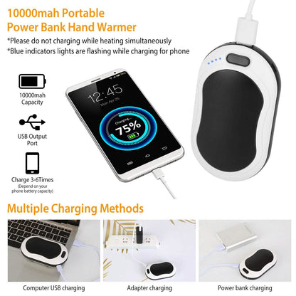 10000mAh Power Bank Rechargeable Pocket Warmer Double-Sided Heating DailySale