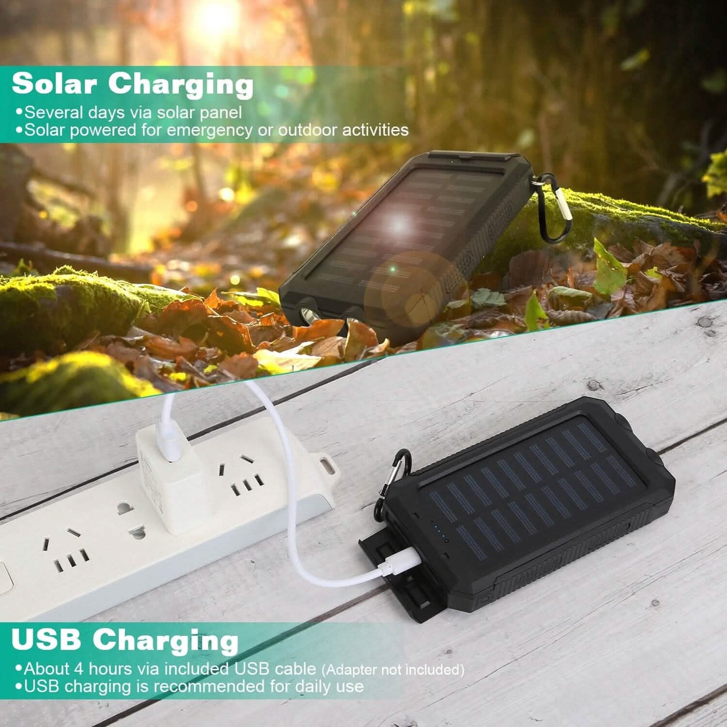 10000mAh Solar Power Bank External Battery Pack DailySale