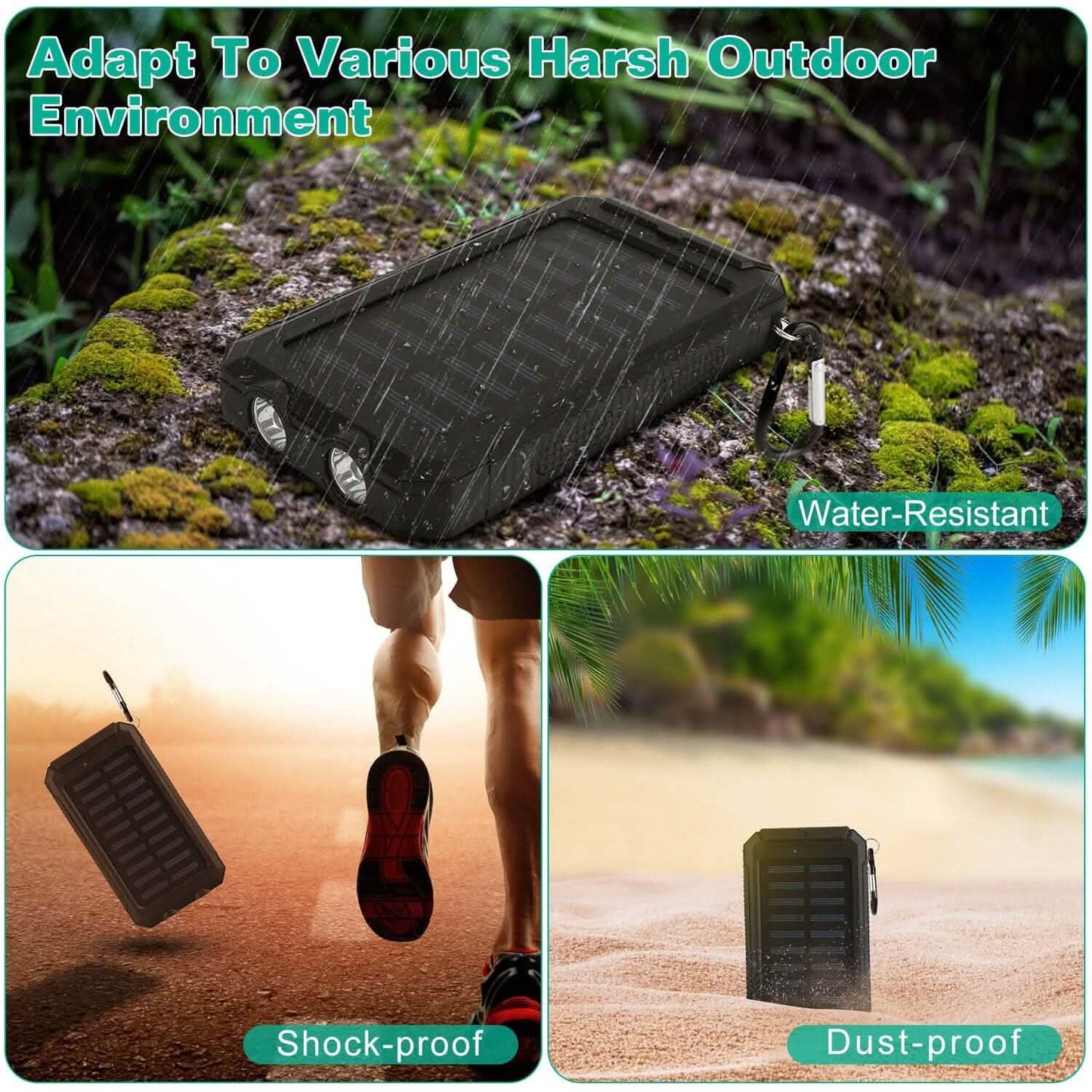 10000mAh Solar Power Bank External Battery Pack DailySale