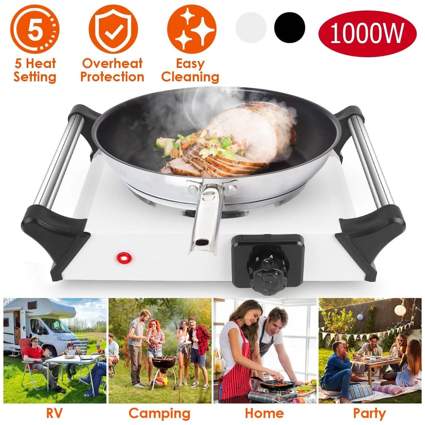 1000W Electric Burner Portable Coil Heating Hot Plate Stove Countertop DailySale