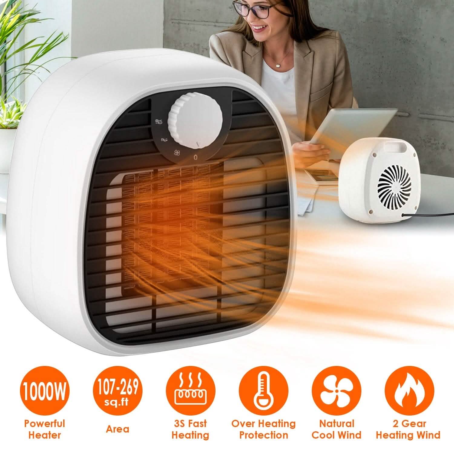 1000W Portable Electric Heater DailySale