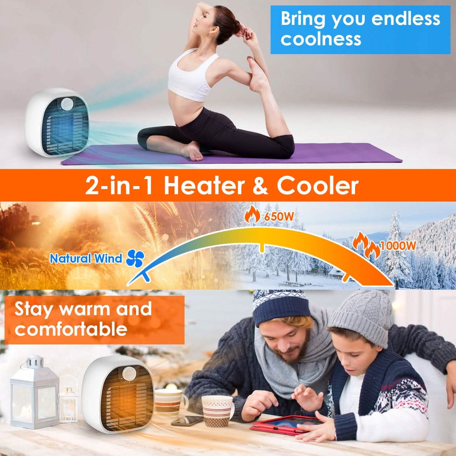 1000W Portable Electric Heater DailySale