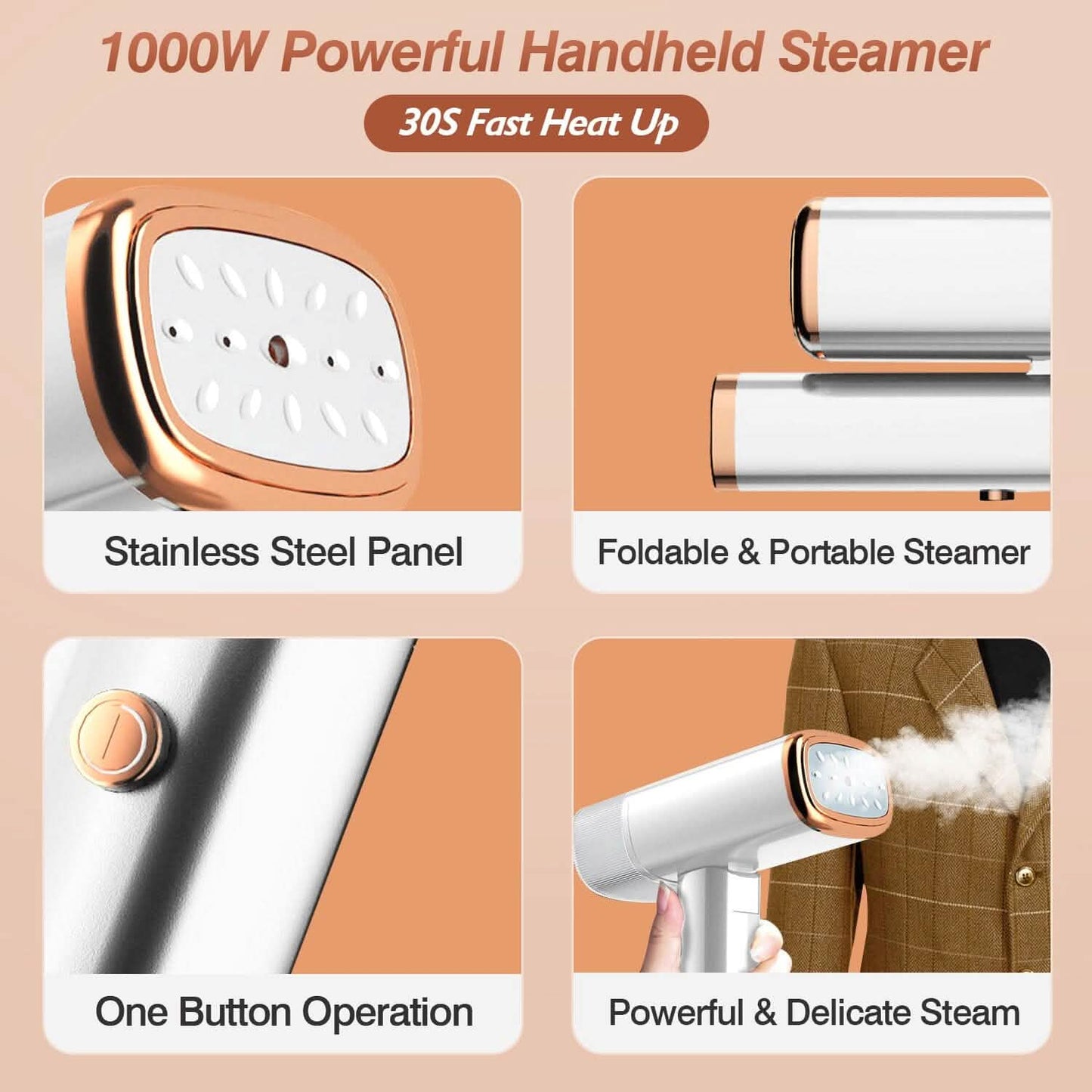 1000W Portable Handheld Clothes Steamer with Brush Foldable DailySale