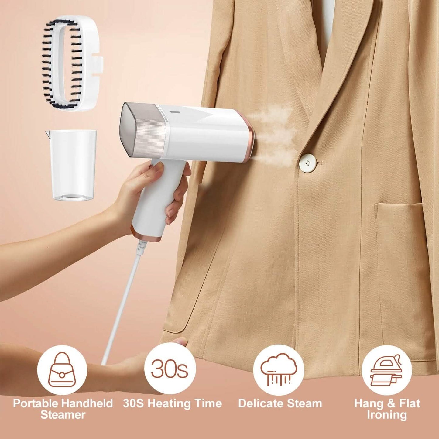 1000W Portable Handheld Clothes Steamer with Brush Foldable DailySale