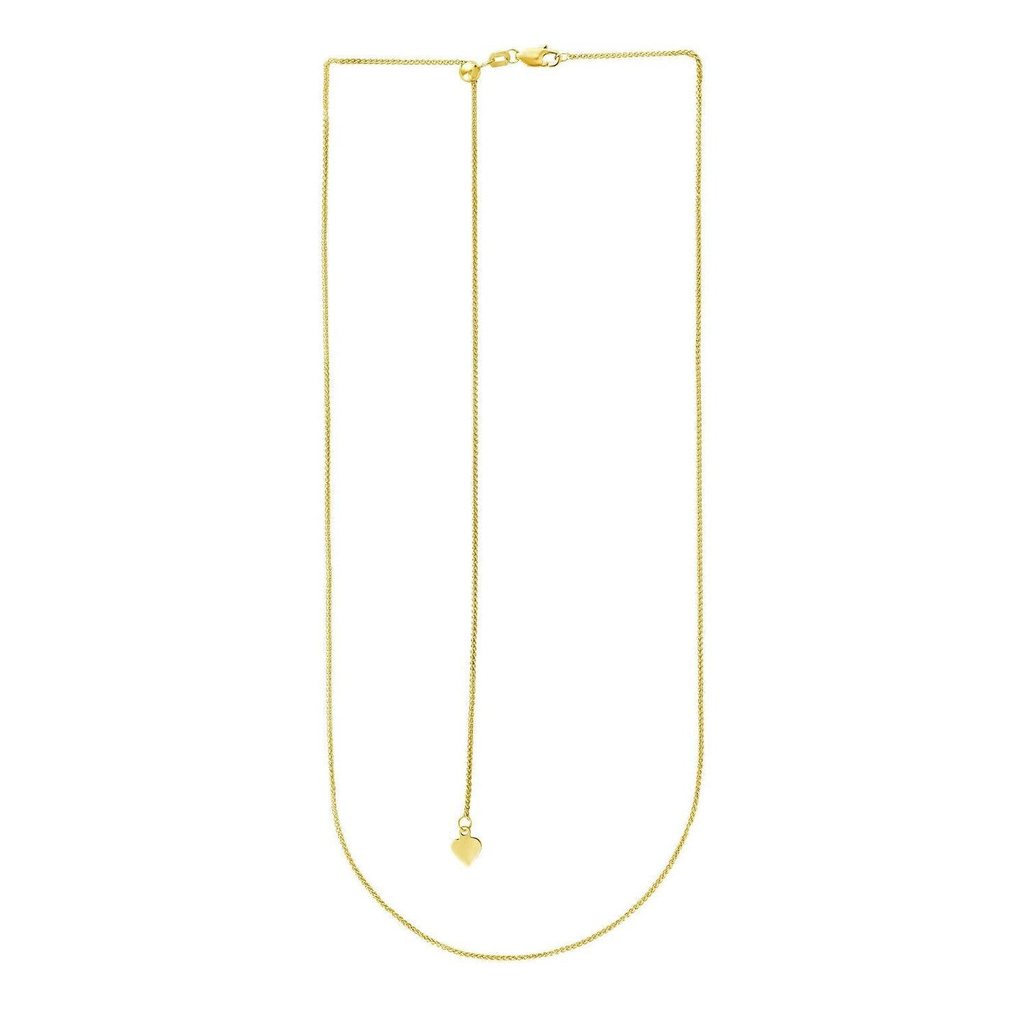 14k Yellow Gold Adjustable Wheat Chain 1.0mm Bids.com