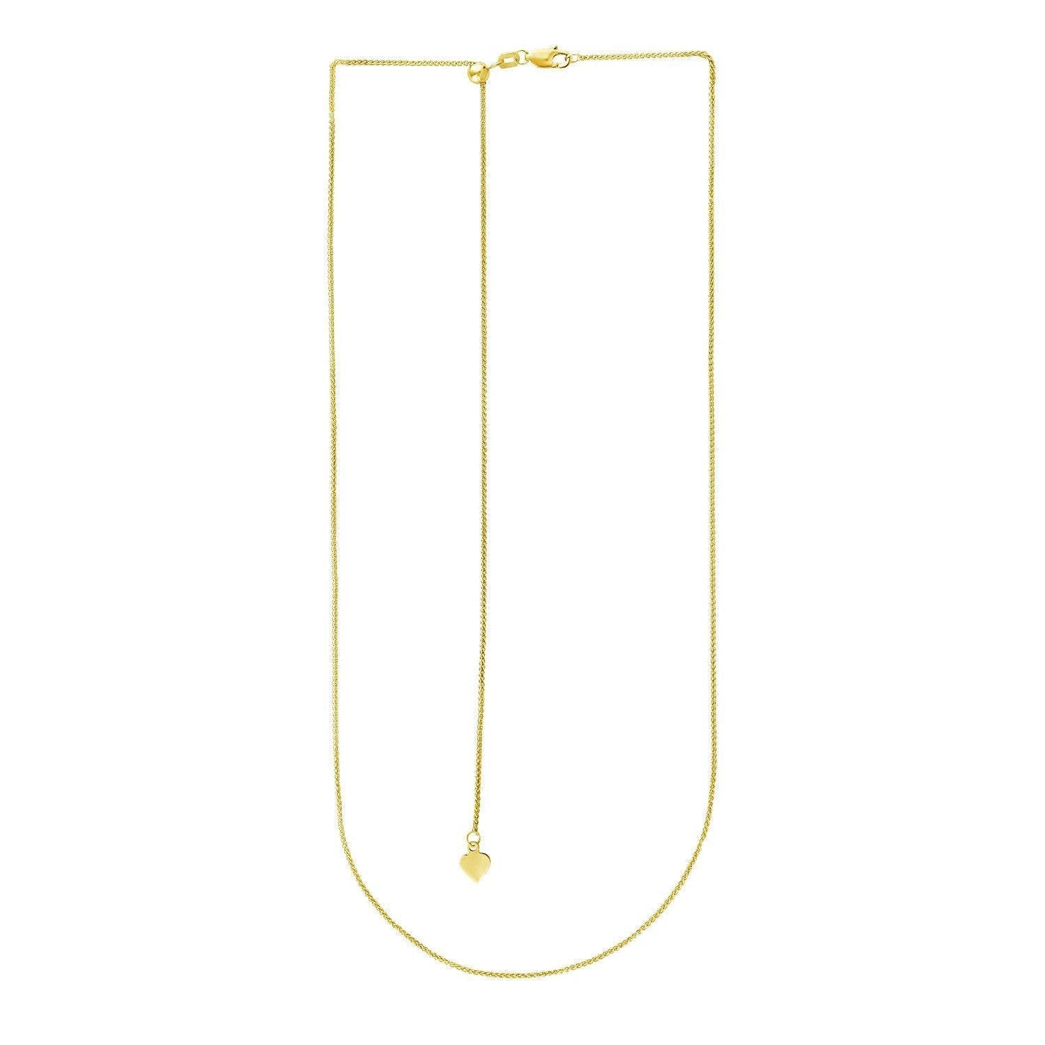 14k Yellow Gold Adjustable Wheat Chain 1.0mm Bids.com