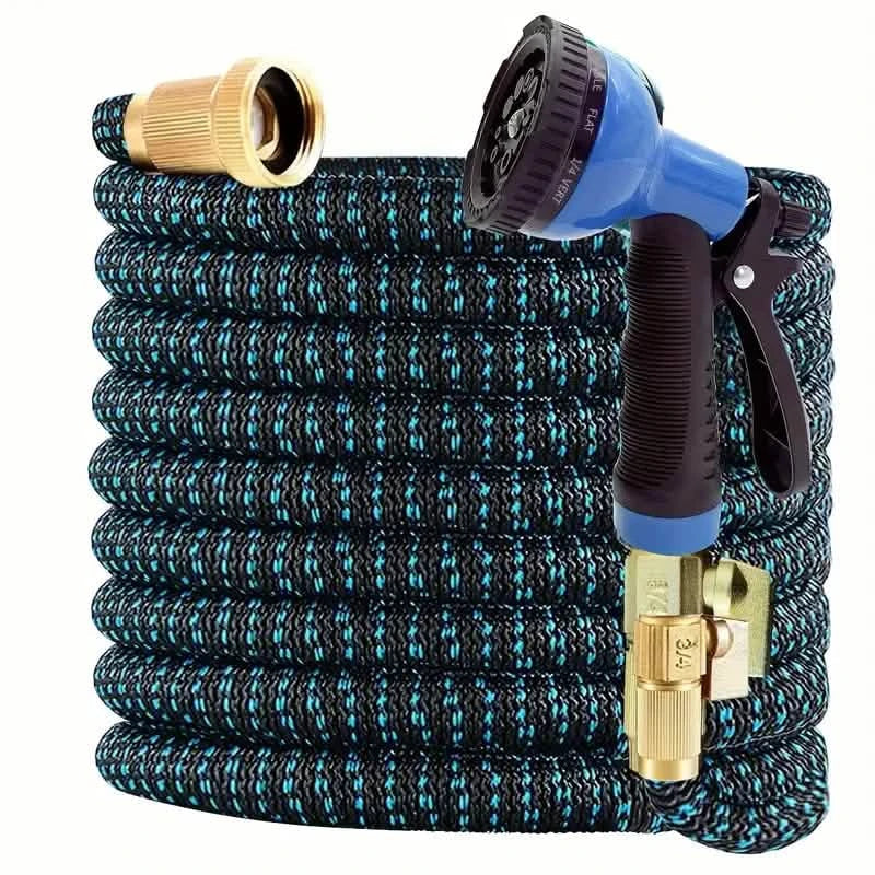 100ft Lightweight & No-Kink Flexible Garden Hose - 8 Function Nozzle, 3/4 Inch Solid Brass Fittings DailySale