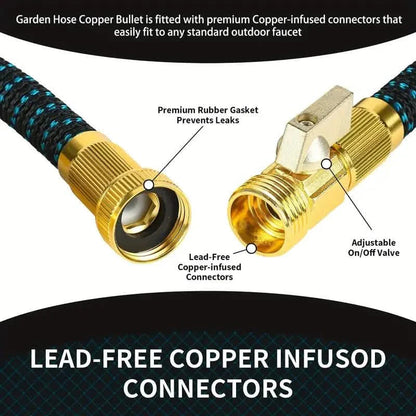 100ft Lightweight & No-Kink Flexible Garden Hose - 8 Function Nozzle, 3/4 Inch Solid Brass Fittings DailySale