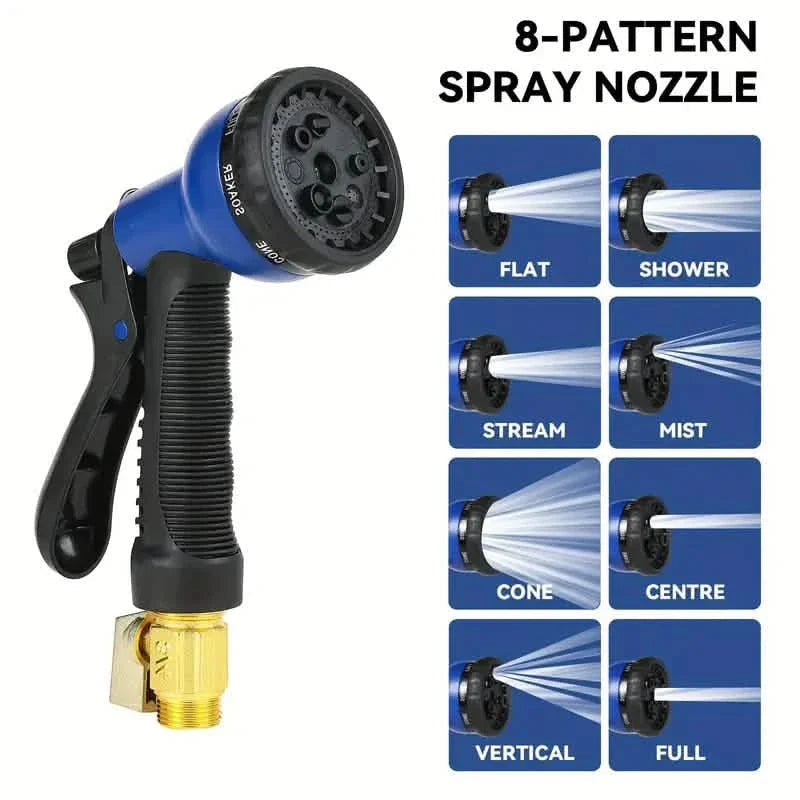 100ft Lightweight & No-Kink Flexible Garden Hose - 8 Function Nozzle, 3/4 Inch Solid Brass Fittings DailySale