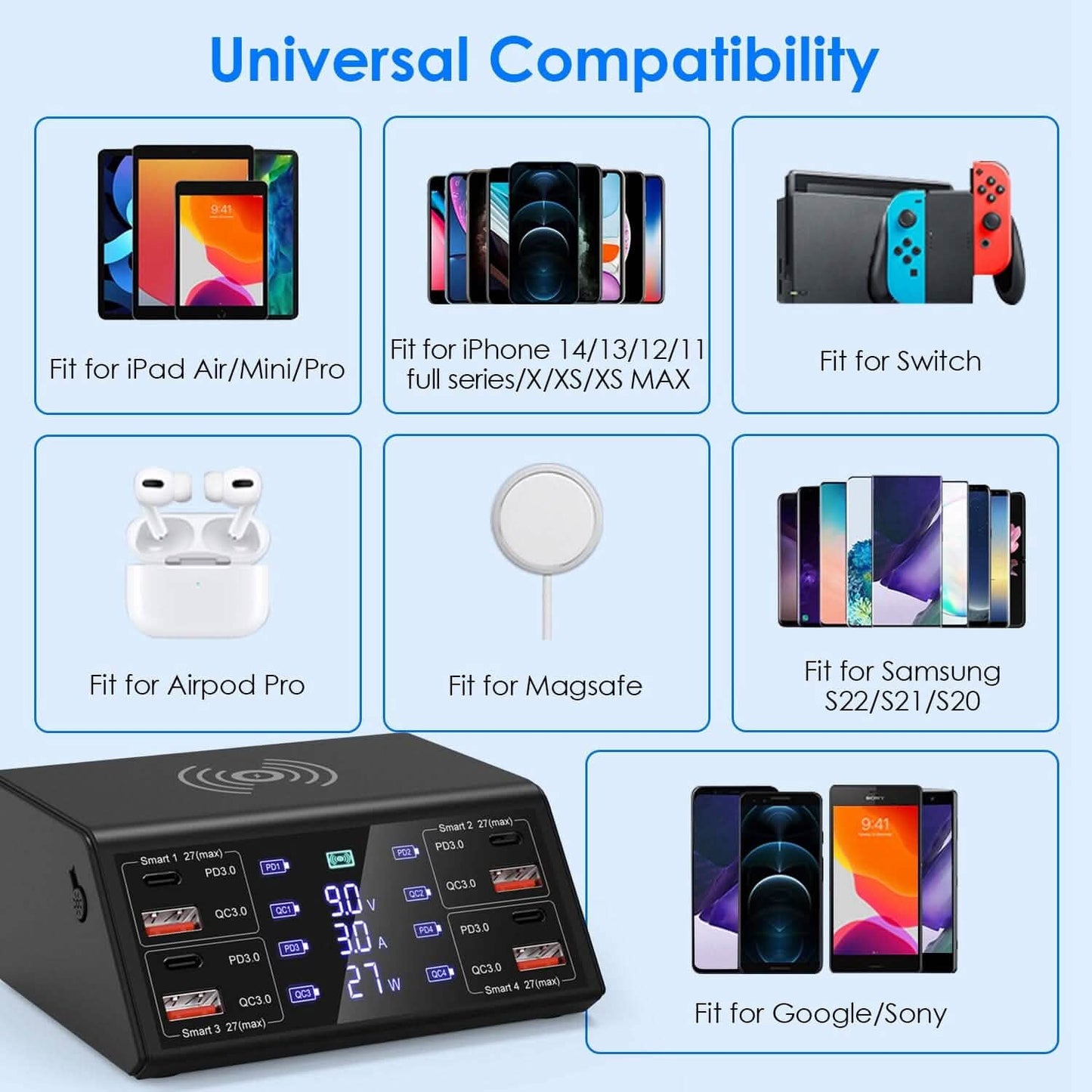 100W USB Charging Station 8-Port Charging Hub DailySale