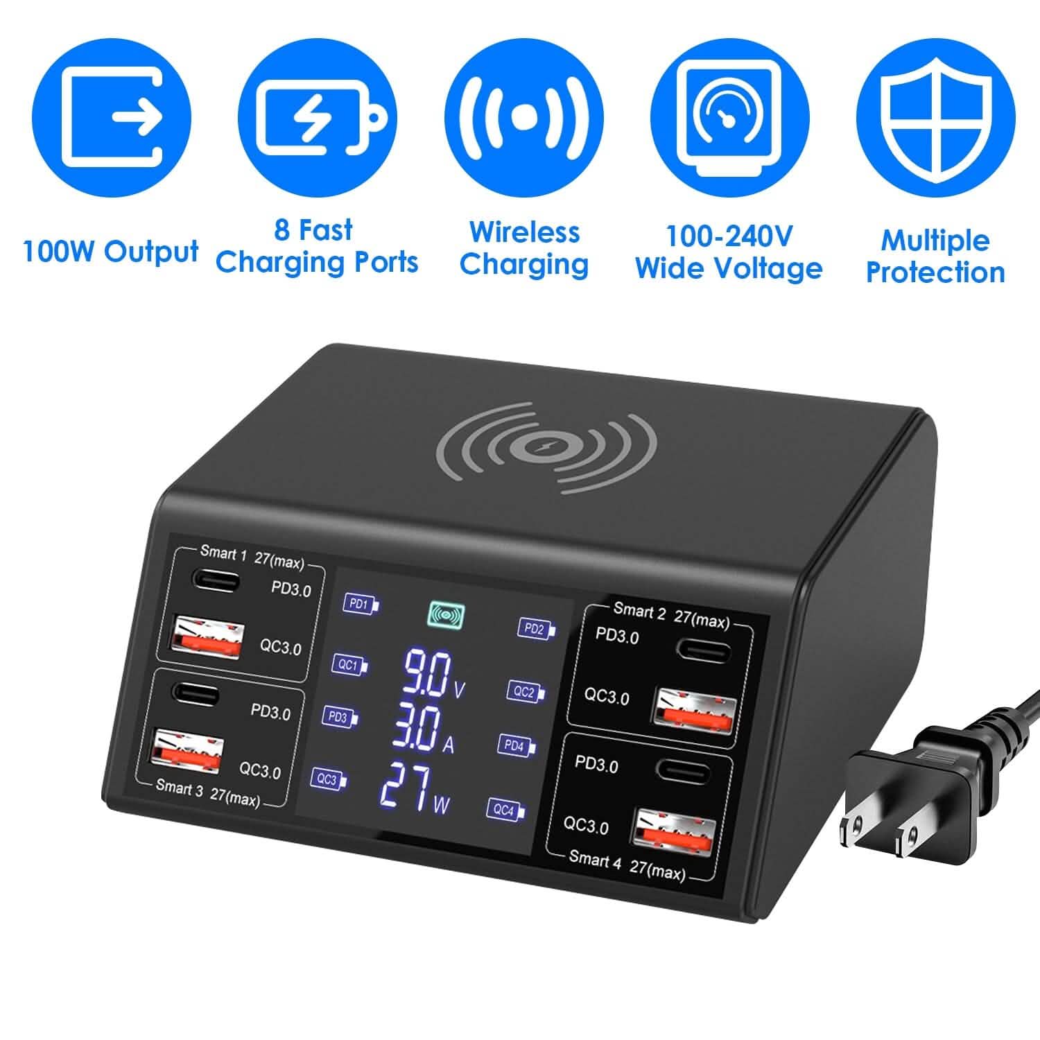 100W USB Charging Station 8-Port Charging Hub DailySale