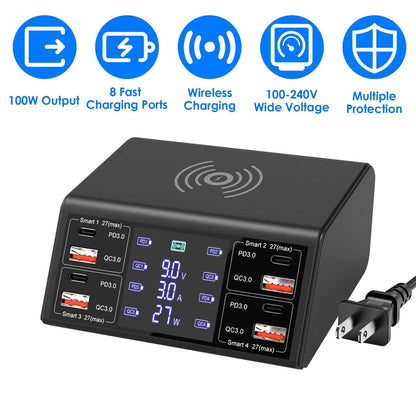 100W USB Charging Station 8-Port Charging Hub DailySale