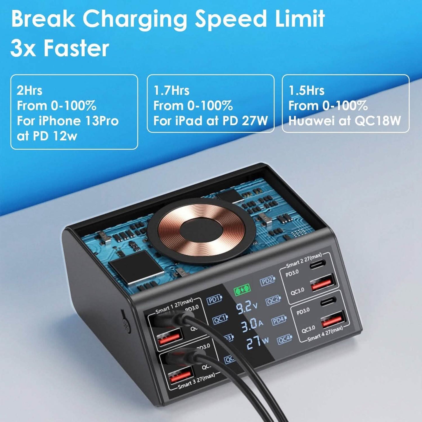 100W USB Charging Station 8-Port Charging Hub DailySale