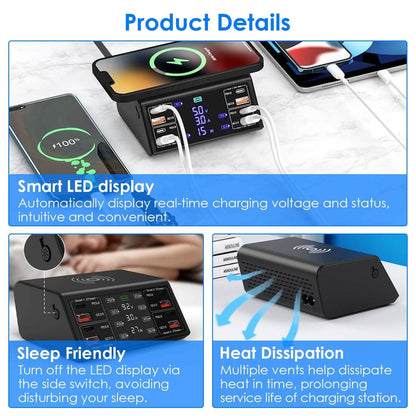 100W USB Charging Station 8-Port Charging Hub DailySale