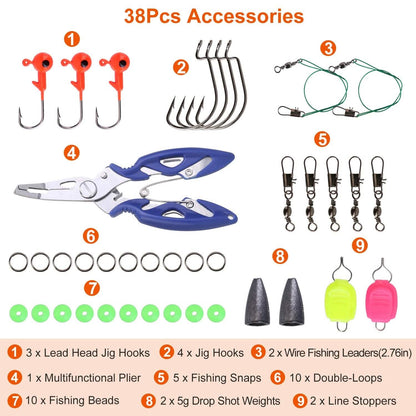 101-Pieces: Fishing Lure Kit Soft Plastic Fishing Baits Set with Soft Worms Crankbaits Box DailySale