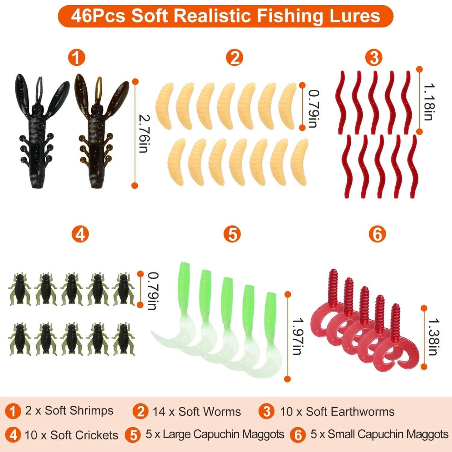 101-Pieces: Fishing Lure Kit Soft Plastic Fishing Baits Set with Soft Worms Crankbaits Box DailySale