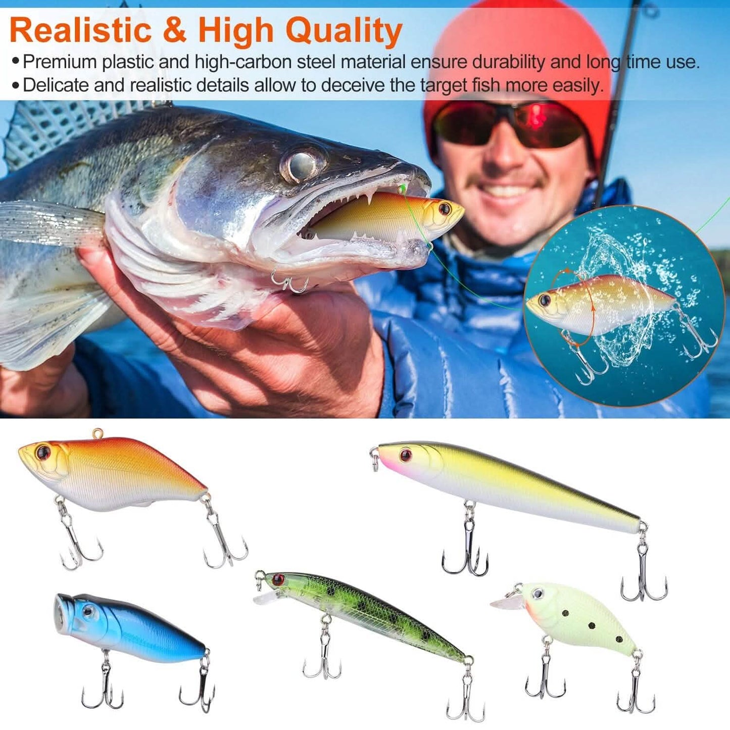 101-Pieces: Fishing Lure Kit Soft Plastic Fishing Baits Set with Soft Worms Crankbaits Box DailySale