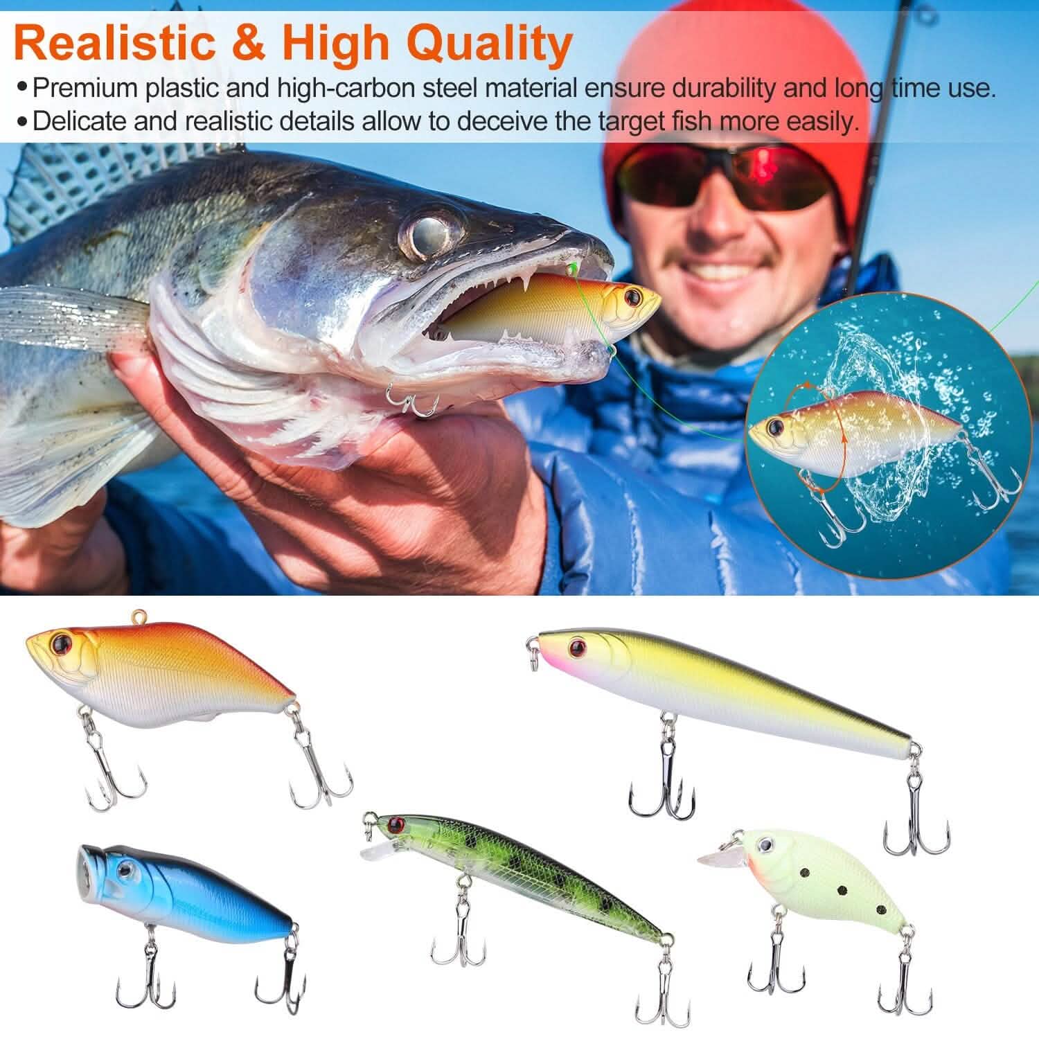 101-Pieces: Fishing Lure Kit Soft Plastic Fishing Baits Set with Soft Worms Crankbaits Box DailySale