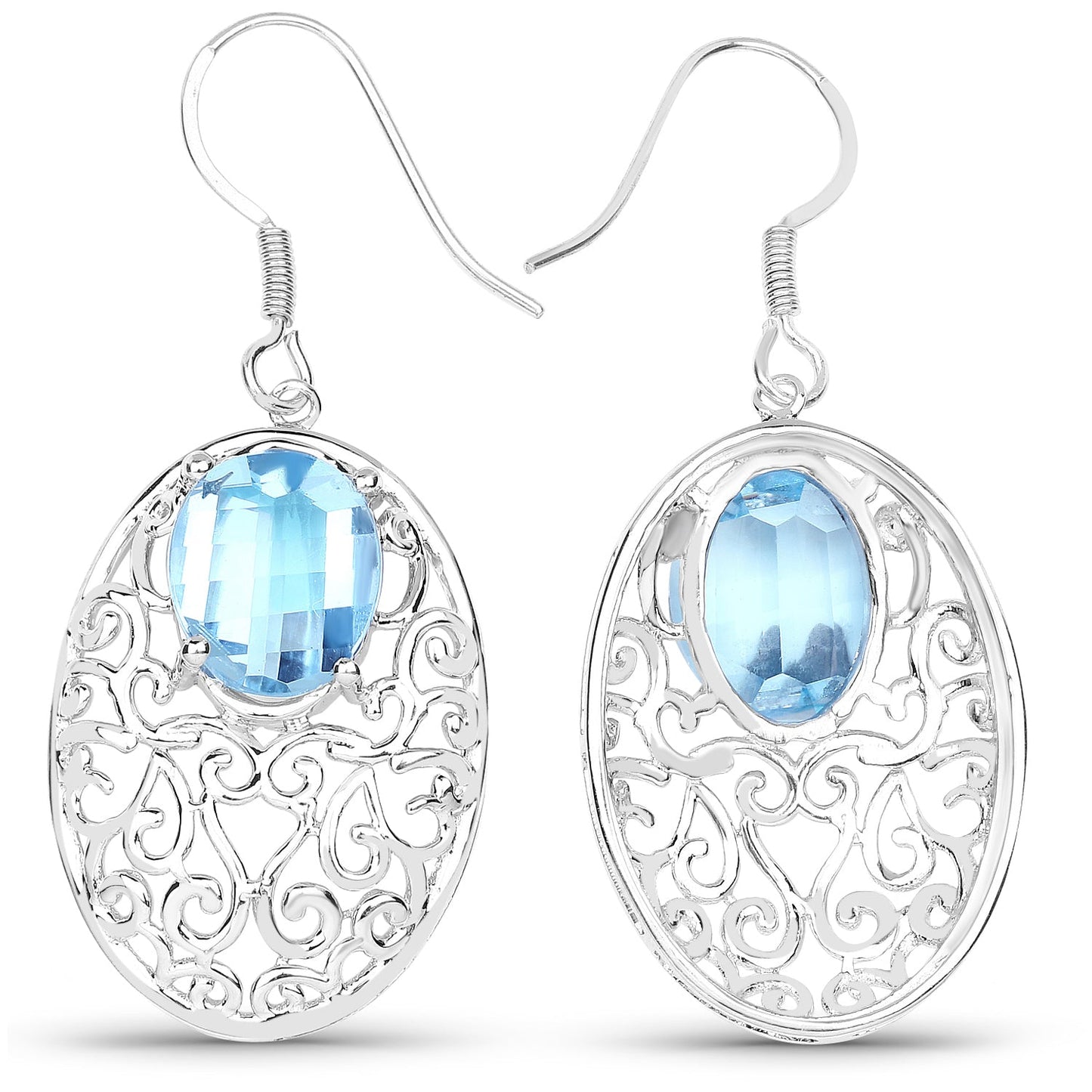 10.72 Carat Genuine Blue Topaz .925 Sterling Silver Earrings Bids.com
