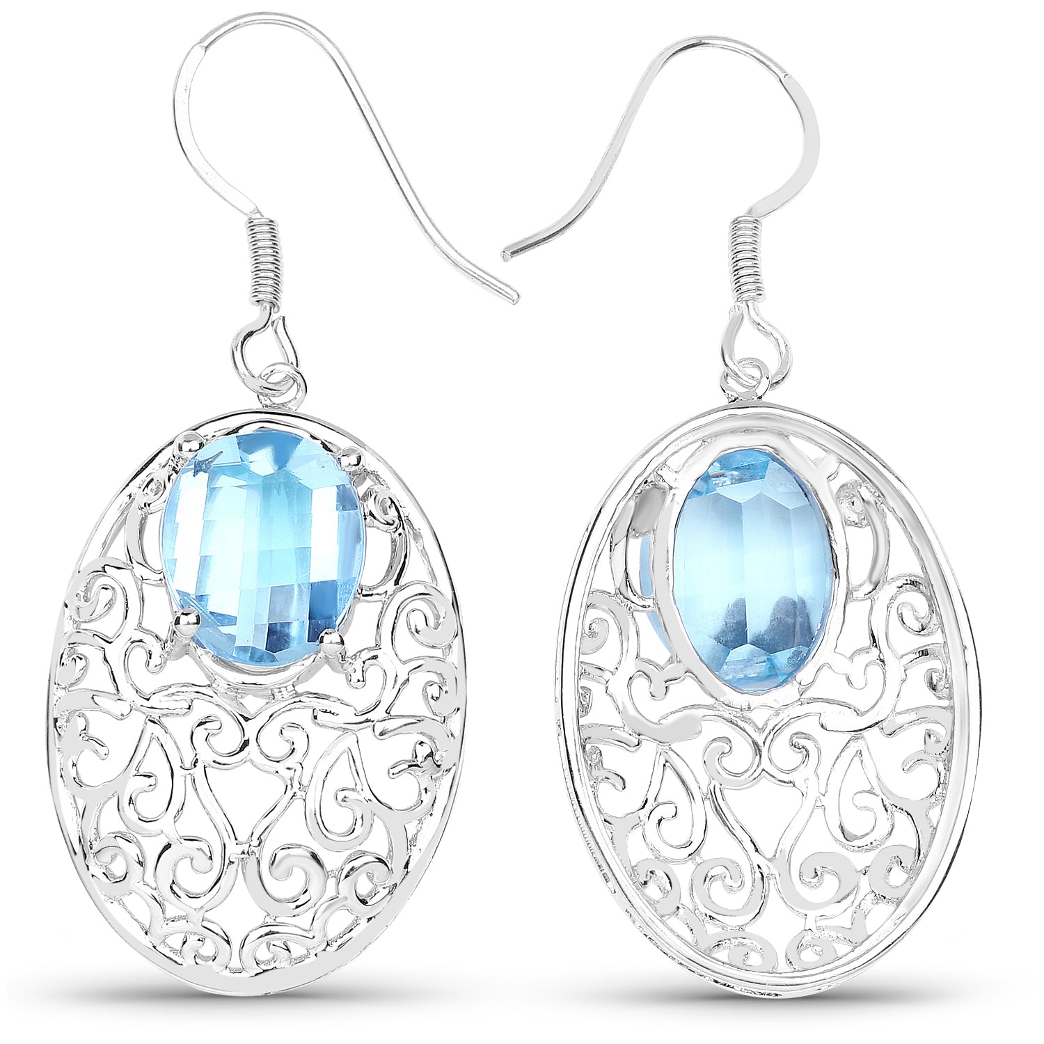 10.72 Carat Genuine Blue Topaz .925 Sterling Silver Earrings Bids.com