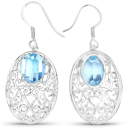10.72 Carat Genuine Blue Topaz .925 Sterling Silver Earrings Bids.com