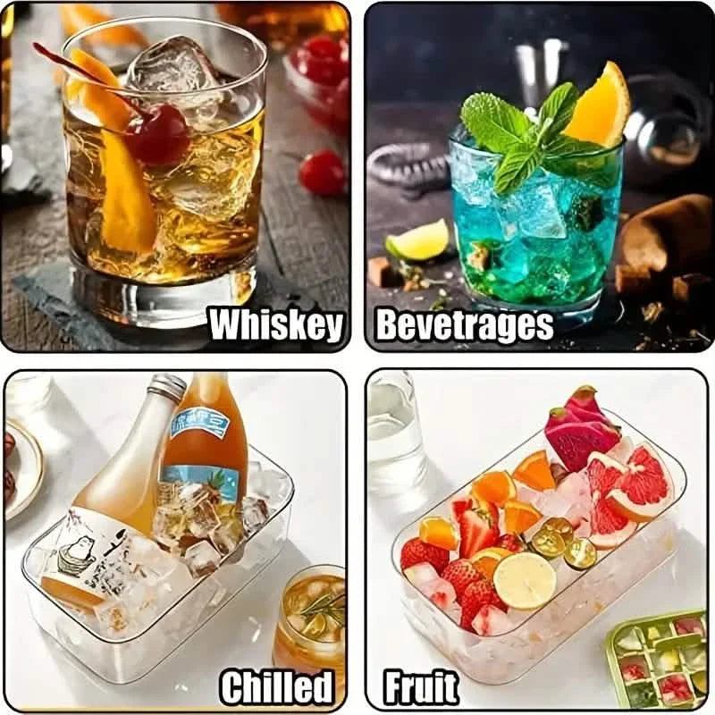 101oz. Ice Cube Tray Set - 64 Pcs Silicone Ice Cube Tray With Lid & Bin DailySale