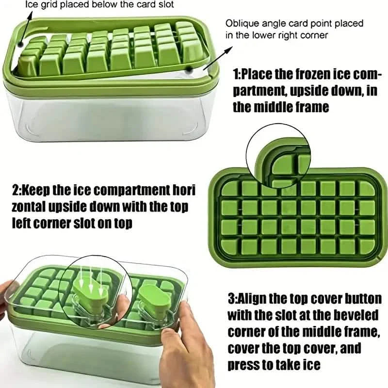 101oz. Ice Cube Tray Set - 64 Pcs Silicone Ice Cube Tray With Lid & Bin DailySale