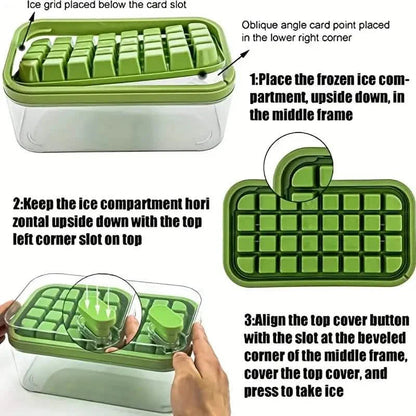 101oz. Ice Cube Tray Set - 64 Pcs Silicone Ice Cube Tray With Lid & Bin DailySale