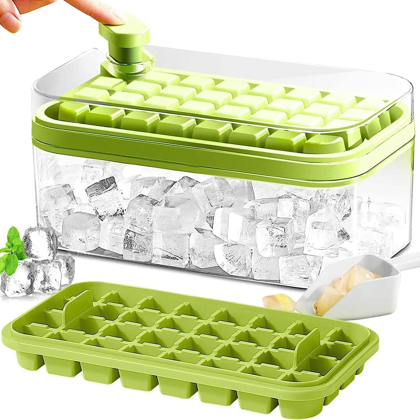 101oz. Ice Cube Tray Set - 64 Pcs Silicone Ice Cube Tray With Lid & Bin DailySale