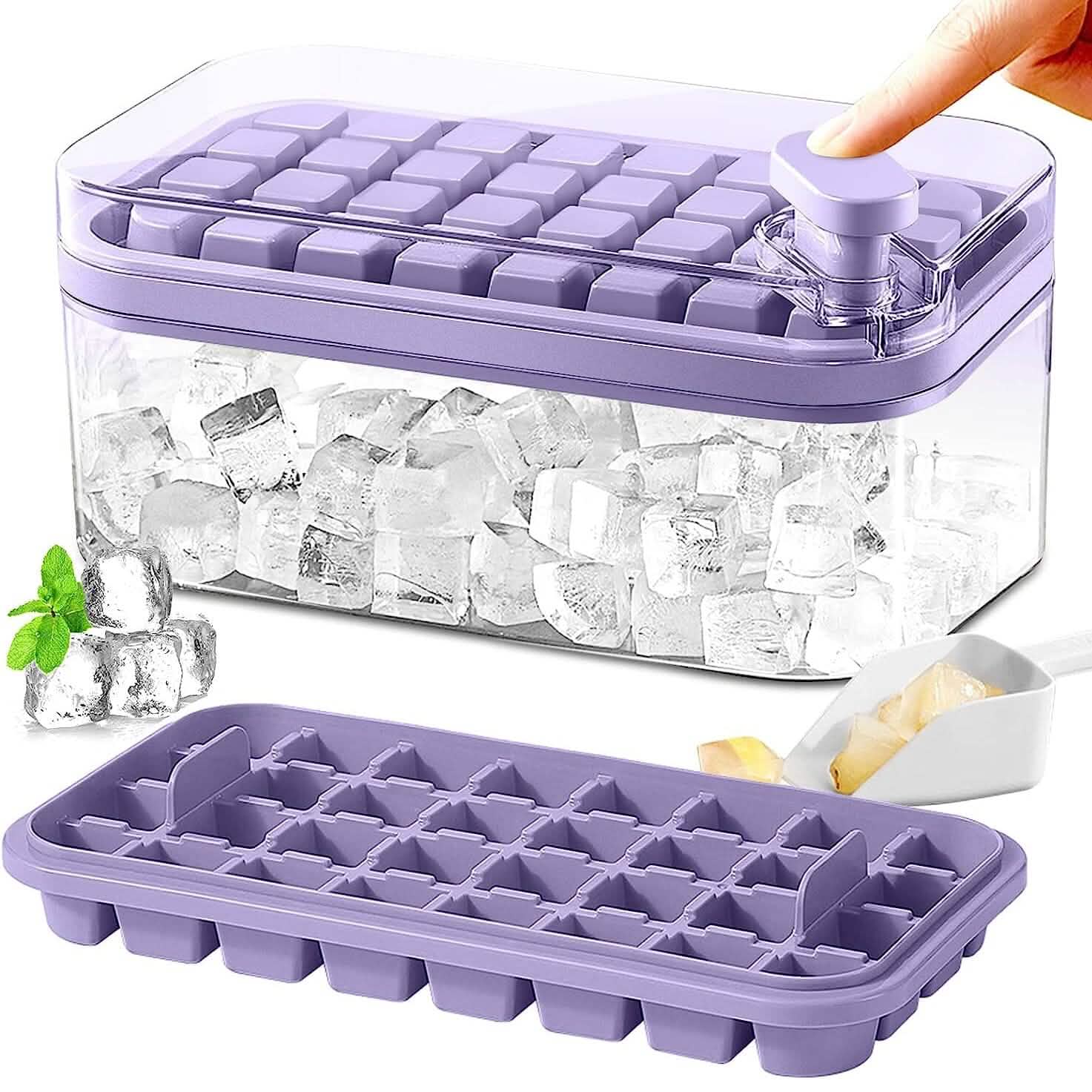 101oz. Ice Cube Tray Set - 64 Pcs Silicone Ice Cube Tray With Lid & Bin DailySale