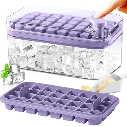101oz. Ice Cube Tray Set - 64 Pcs Silicone Ice Cube Tray With Lid & Bin DailySale