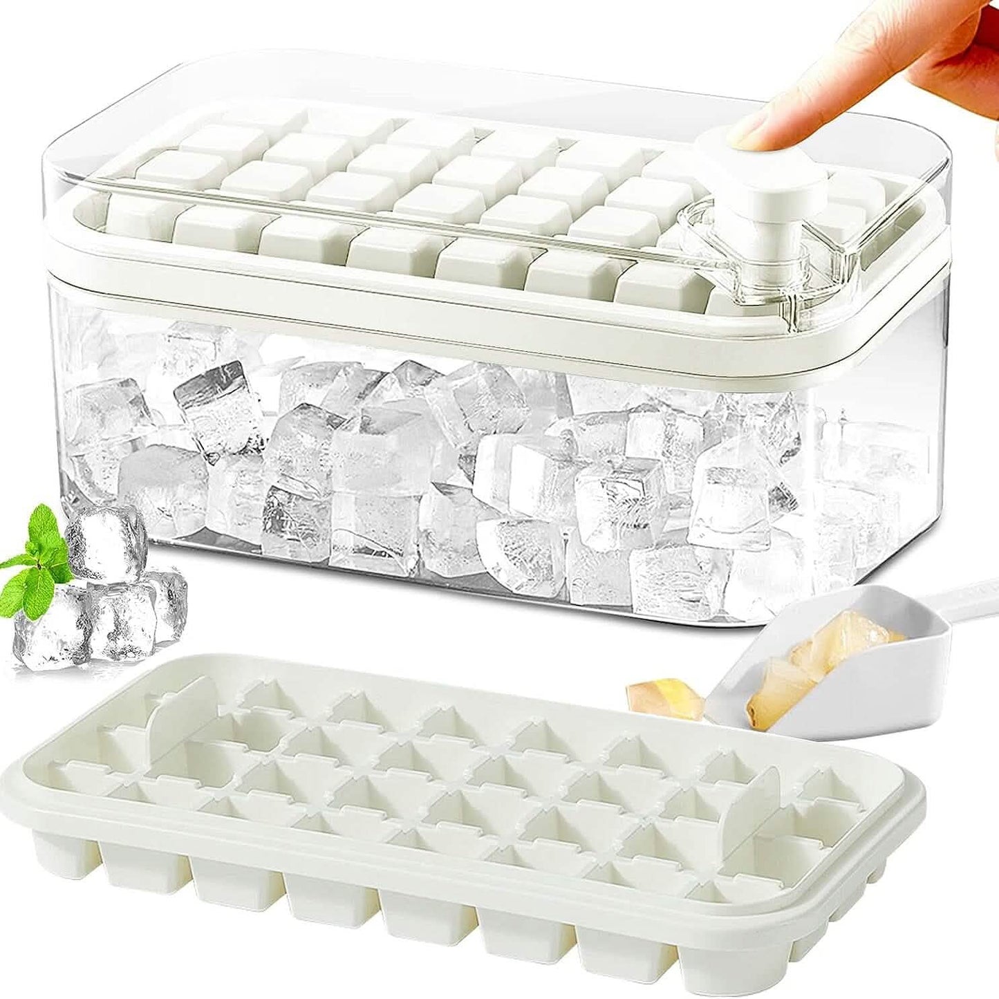 101oz. Ice Cube Tray Set - 64 Pcs Silicone Ice Cube Tray With Lid & Bin DailySale