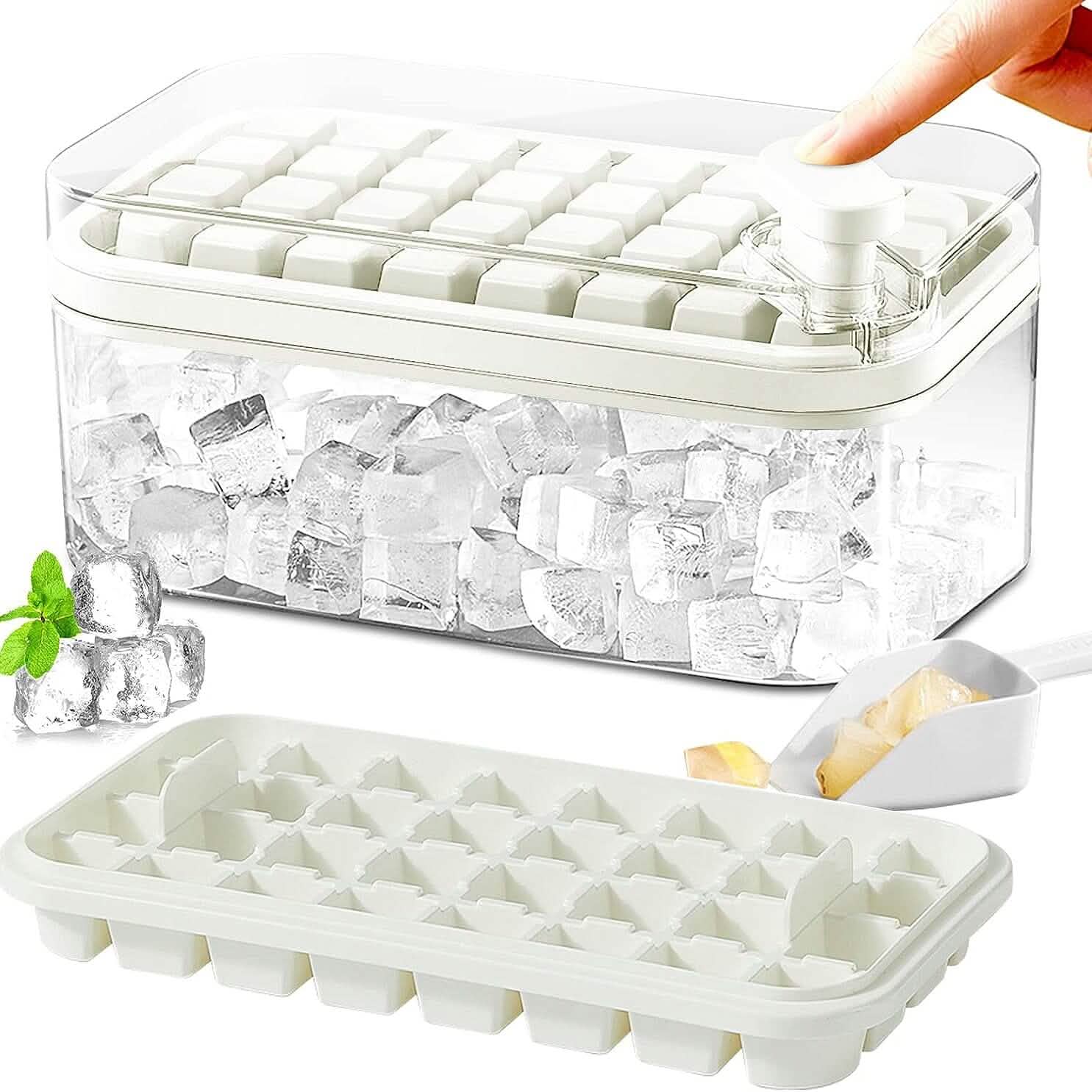 101oz. Ice Cube Tray Set - 64 Pcs Silicone Ice Cube Tray With Lid & Bin DailySale