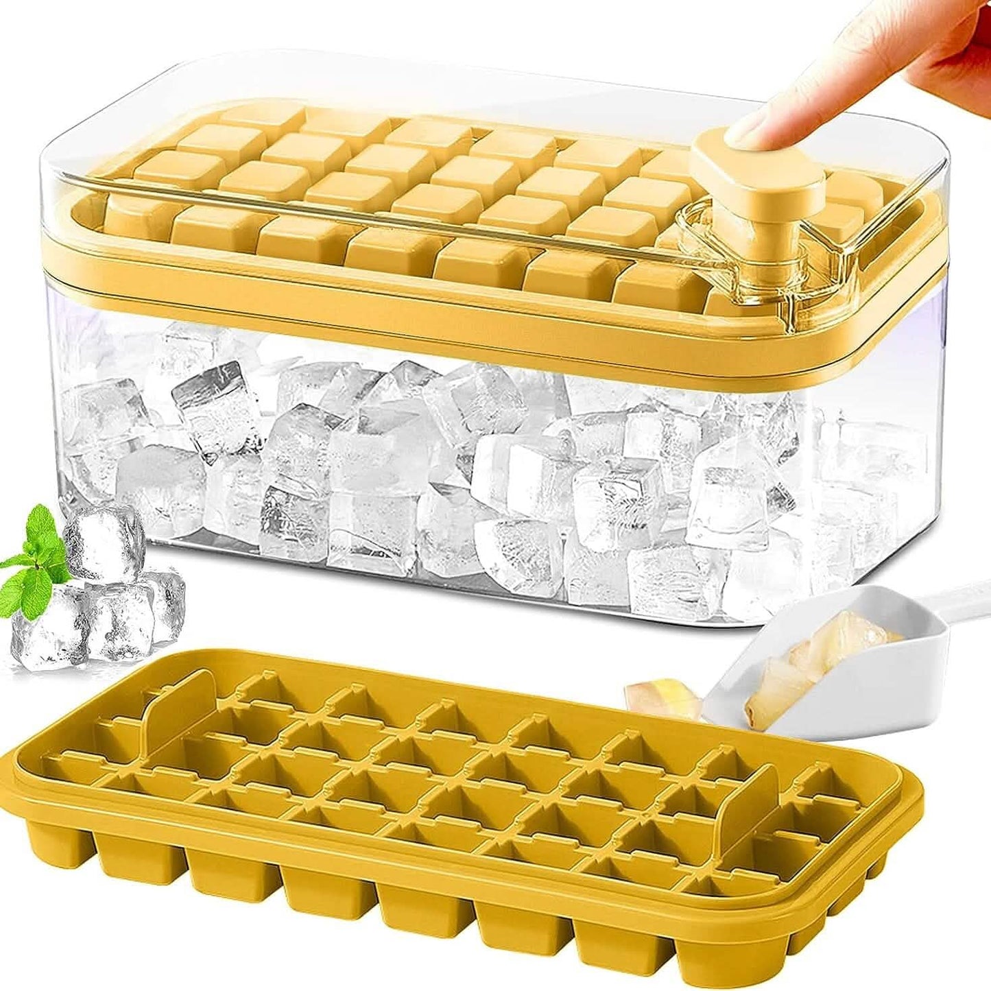 101oz. Ice Cube Tray Set - 64 Pcs Silicone Ice Cube Tray With Lid & Bin DailySale