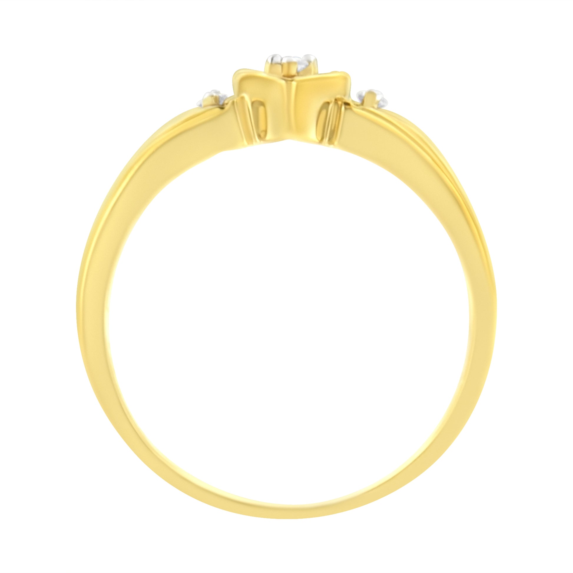 10KT Yellow Gold 1/20 cttw Diamond Triple Heart Diamond Ring (K-L, I1-I2) - Size 7 Bids.com