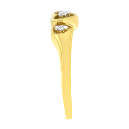 10KT Yellow Gold 1/20 cttw Diamond Triple Heart Diamond Ring (K-L, I1-I2) - Size 7 Bids.com