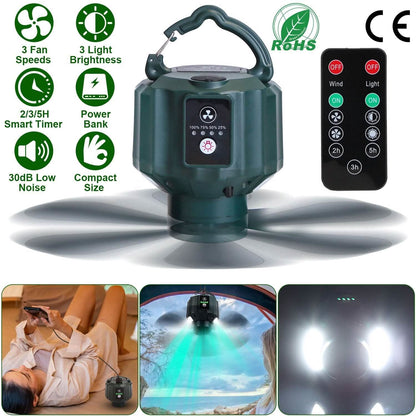 10400mAh USB Battery Powered Hanging Tent Lantern Fan Power Bank DailySale